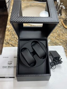 Black Dual Watch Winder with Clear Display